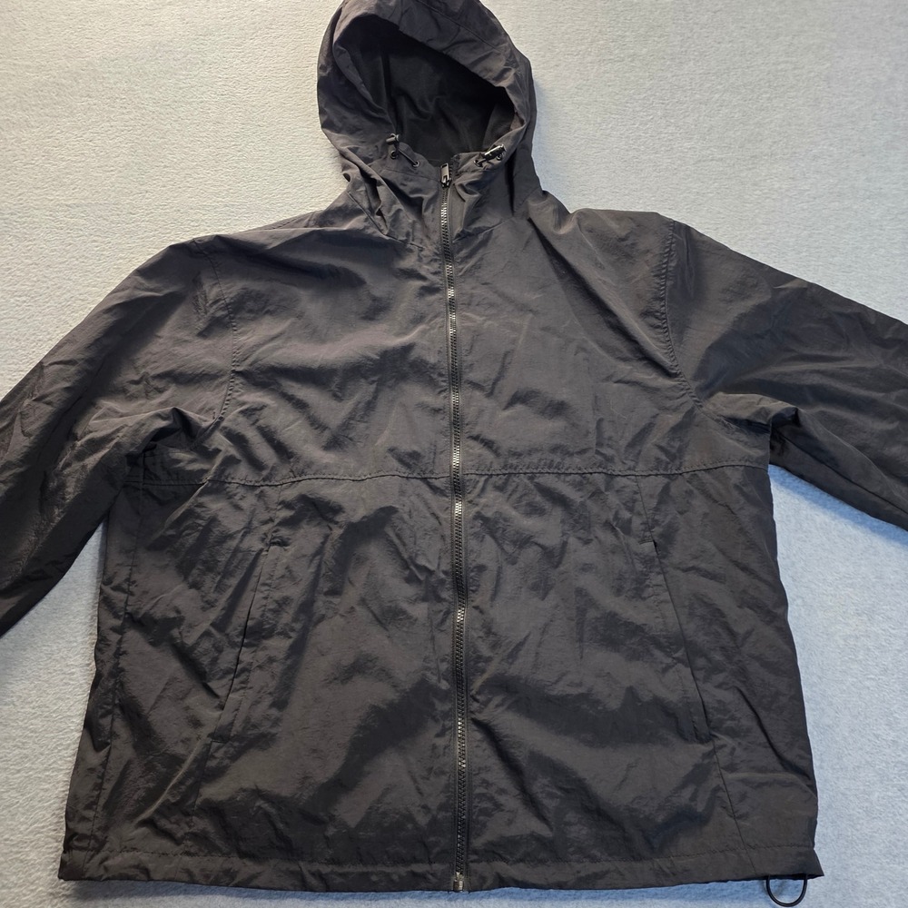 H&M Mens Windproof Water Repellent Hooded Jacket Large Black Shell 323917